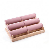 Jewelry Display Stand with Padded Surface Long-Lasting Tabletop Jewelry Holder Wooden Display Rack Simple Organizer Portable