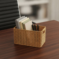 woven Storage Basket Storage Basket with Handles Space-Saving for Living Room