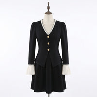 Flared Dress with Pleated Cuffs Soft Material Long Sleeve Black Dress Lined for Fashion Enthusiasts, Young Adults, Party, Cocktail Events