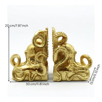 Ocean-Themed Squid Bookends Nautical Bookends with Tentacles Decorative Book Holders Sculptural for Living Room