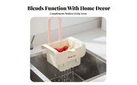 Easy Installation Hanging Sink Basket Multi-Functional Faucet Hanging Strainer Basket Push-Button Release Kitchen Sink Drain Strainer Hands-Effortless Emptying