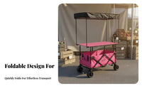 Foldable Utility Cart with Table Sets Up in Seconds Street Vending Cart Folding Vendor Stall Sturdy Construction for Camping