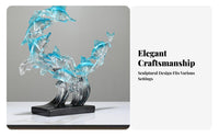 Light Luxury Design Resin Aquatic Creature Ornament Modern Aesthetic Crescent Aquatic Creature Art Piece Handmade for Wine Cabinet