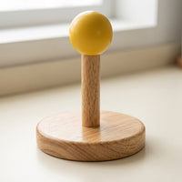 Dining Table Paper Towel Holder for Kitchen and Desktop, Freestanding Bamboo Countertop Roll Wood Dispensing Organizer for Cling Film