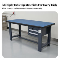 Anti Workbench High Load Capacity Heavy Duty Workbench Reinforced Steel Frame Heavy-Duty Work Table for Engineers, Lab, Studio, Basement