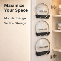 Kitchen wall cabinets pantry lid rack and pot organizer, mounted storage space saving