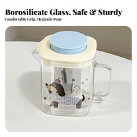 Heat Resistant Square Glass Water Jug Easy to Clean Glass Pitcher with Lid Safe Material for Families, Homeowners, Kitchen, Refrigerator