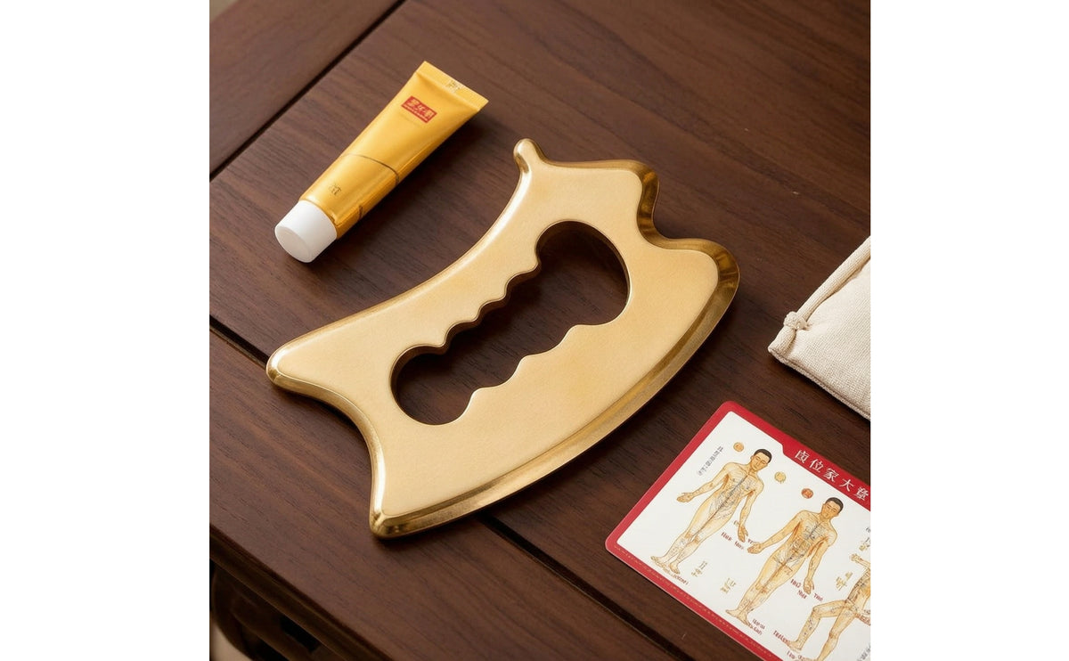 Brass Gua Sha Tool Smooth Gua Sha Tool with Storage Bag Ergonomic