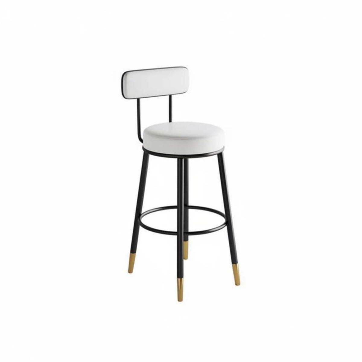 Nordic Design Upholstered High Stool with Low Back Minimalist Design Bar-Height Chair Ergonomic Backrest Seating Furniture Sturdy Construction for Adults, Homeowners, Business Owners, Kitchen Island, Restaurant, Dining Room, Lounge