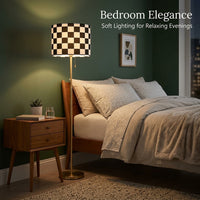 Light Shade with Detachable Grid Pattern for Easy Installation, Textile Lampshade for Table and Ceiling Cloth for Living Room
