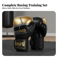 Hook and Loop Closure Boxing Gloves Long-Lasting PU Leather Boxing Training Gloves Wide Wrist Support Sparring Mitts Shock Absorbing for Children, Women, Beginners, Home Workout