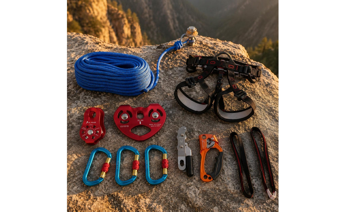 10.5 Mm Rope Rescue Kit Figure-8 Traversal Kit Pulley Safety Harness Set Coiled
