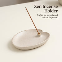 Handmade Ceramic Holder, Japanese Zakkastyle Leaf Design, for Meditation Room, Housewarming Gift for Friends, Beige Ceramic