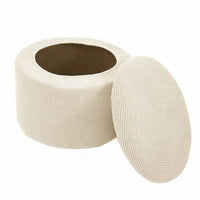 Round Storage Stool Cover Stretch Round Ottoman Slipcover Dustproof Ottoman Slipcover for Bedroom