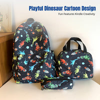 Cartoon Dinosaur Backpack Set, Graffiti Design, Breathable, Portable Pencil Case