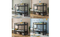 Metal Bunk Bed Space-Saving Bunk Bed with Ladder Matte Black Furniture for Students, Roommates, Dormitory, Shared Bedroom, Hostel