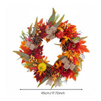 Artificial Foliage Maple Foliage Sunburst Flower Wreath Vibrant Colors Autumn Pumpkin Wreath Rustic Charm House Decoration for Fireplace Mantel