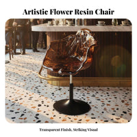 Adjustable Height Transparent floretrear High Stool 360° rotate Transparent Pedestal Chair Luxury aesthetic Household Furniture Modern Look for Interior Designers, Business Owners, Homeowners, Home Bar, Restaurant, Cafe, Kitchen Island