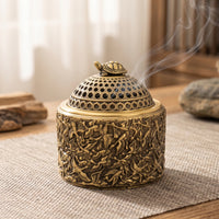Tabletop Scent Holder Decorative Scent Holder with Lid Vintage Brass Censer for Desk