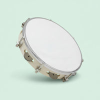 Wooden Tambourine White Drumhead Tambourine with Metal Discs Crisp Clear Percussive Sound Instrument