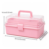 Three-Layer Foldable Storage Box with Clear Lid Portable Craft Organizer Box Sturdy Organizer with Trays Rectangular for Classroom