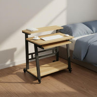 Modern Minimalist Design Rolling Bedside Desk Space Saving Mobile Computer Desk Multi-Functional Mobile Computer Cart Stable Structure for Students, Bedroom, Dorm Room
