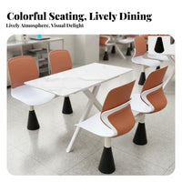Cafeteria Table with Attached Seats Space-Saving 4-Seater Dining Unit Easy to Clean 6-Seater Fast Dining Table for Students, Employees, School