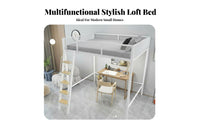 Space-Saving Loft Bed Strong Load-Bearing Metal Loft Bed Stable and Sturdy for Children, Students, Small Apartment, Dorm Room