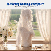 Soft Mesh Semi-Cover Veil, Lace Pattern, Bridal Headpiece, Wedding Ceremony Accessory