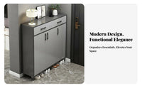 Modern Design 3-Door Entryway Sideboard with Drawers Large Capacity Shoe Cabinet Wide Countertop Footwear Rack Space-Saving for Homeowners, Apartment Dwellers, Families, Hallway, Living Room, Closet, Bedroom