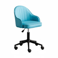 360-Degree Swivel Upholstered Rolling Chair Curved Back Support Desk Seat Ergonomic Design Seating Furniture Height Adjustable for Students, Office Workers, Adults, Study Room, Bedroom, Dormitory, Makeup Area