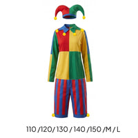 Clown Costume Halloween Clown Outfit with Hat Striped Court Fool Costume for Carnival, Stage Performance