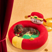 Winter Pet Bed Thick Padded Animal Bedding Festive