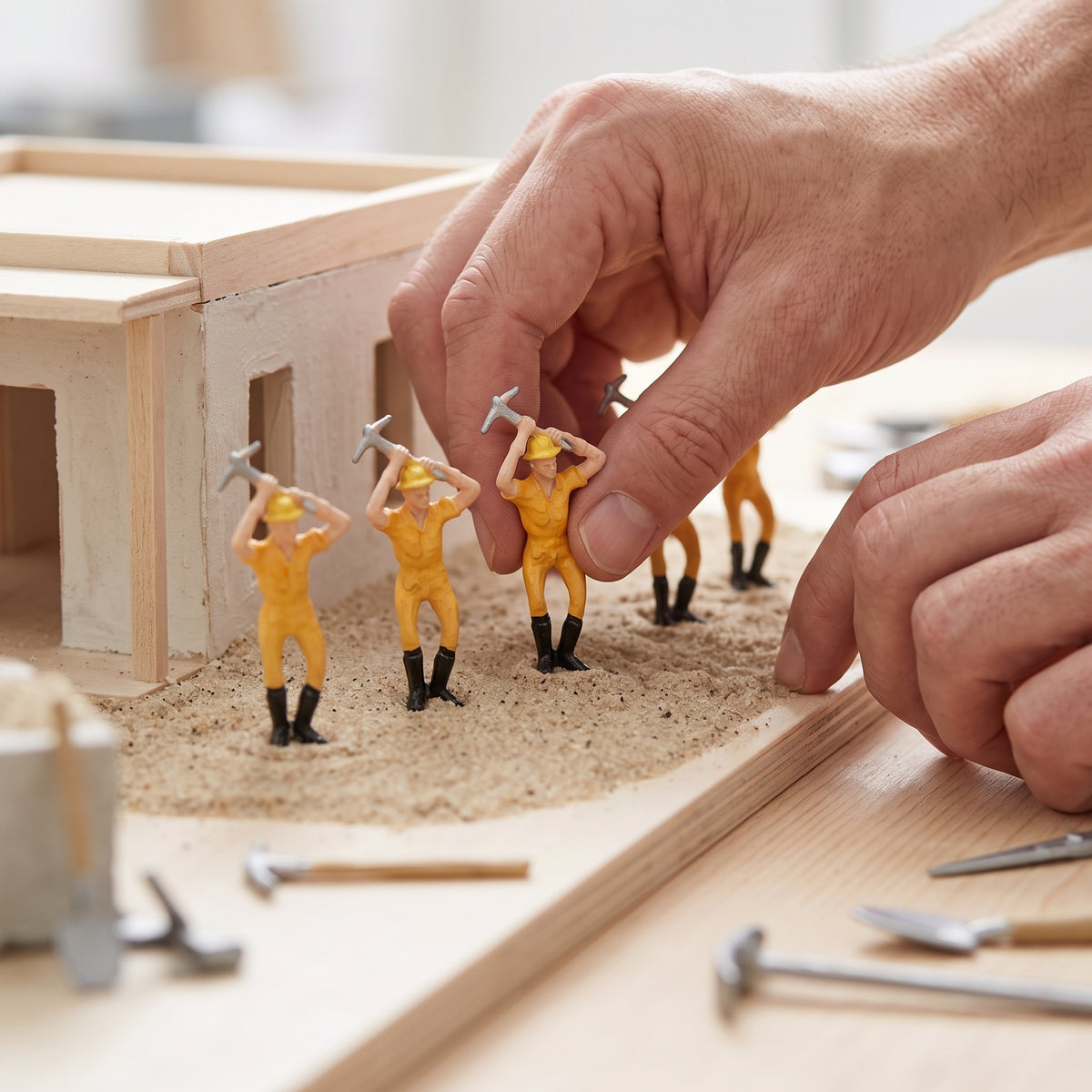 Miniature Construction Worker Figures for Architectural Models and Dioramas