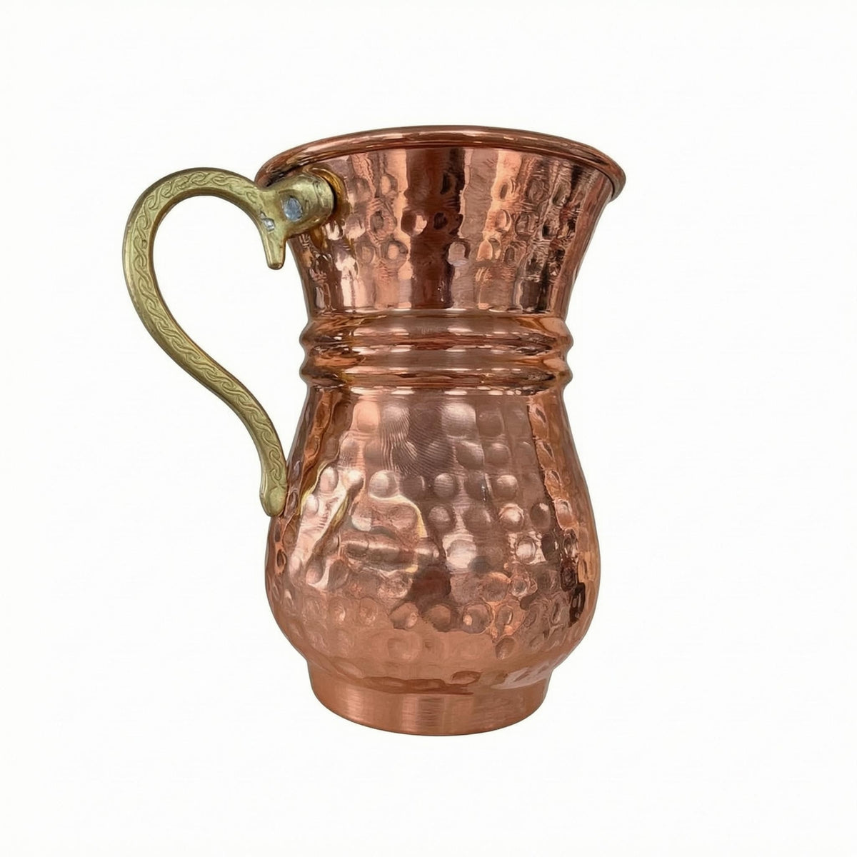 Flared Rim Metal Cup with Handle Easy to Clean Hammered Metal Cup Hardwearing Hammered Copper Mug Lightweight