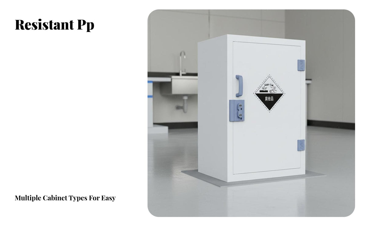 Storage Cabinet Double Lock Reactive Alkali Storage Cabinet Made of PP for Lab Technicians, Researchers, Research Institute, Pharmacy, Warehouse