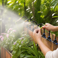 Grey PE Irrigation System Garden, Adjustable Flow Watering Systems, DIY Set for Home Gardening, Boyau d'arrosage Water Saving
