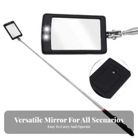 Vehicle Undercarriage Mirror Anti-Slip Handle Illuminated Lighted Inspection Mirror Portable Sturdy Stainless Steel