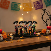 Mariachi Skeleton Figurine Halloween Skeleton Band Members Figurine Decorative Tabletop Decor for Collectors, Hosts, Day of the Dead, Mantel, Party