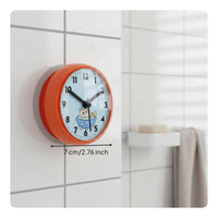 Drill-Drillless Waterproof Shower Clock Fogproof Cartoon Bathroom Clock Silent Movement for Children, Kitchen
