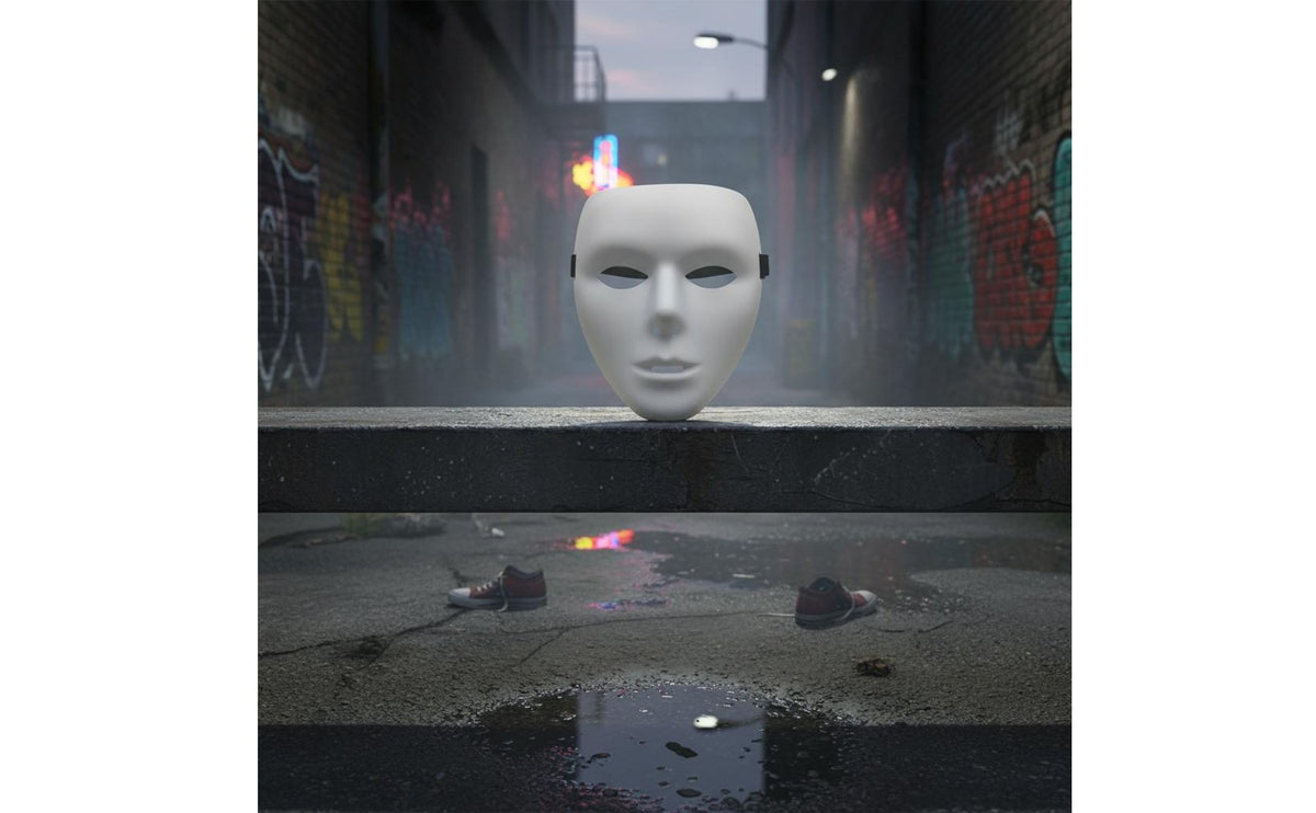 Hip Hop Dance Mask Breathable White Blank Face Mask for Halloween, Men
