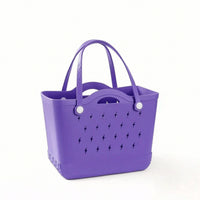 Waterproof Hollow Cutout Tote Washable EVA Tote Bag Long-Lasting Beach Bag with Holes Sandproof for Shopping