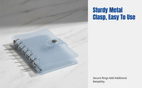 Transparent PVC Binder Cover, 6-Ring Refillable Notebook, Multi-Format, Clear Stationery Organizer