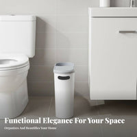 Push Button Trash Can Space Saving Slim Trash Can Narrow Space Wastebasket Easy Cleaning Narrow Garbage Bin 10L Capacity