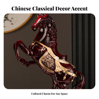 Auspicious Symbolism Chinese Success Horse Figurine Ideal Gift Feng Shui Horse Ornament Lifelike Design for Business Owners, Office, Desktop