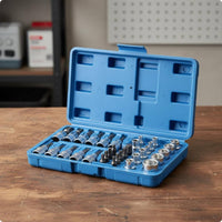 34 Pieces E-Style Socket Set Easy to Organize Standard Socket Bit Set Organized Storage Case Hand Tool for Mechanics, DIY Users, Garage, Workshop