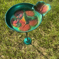 Pedestal Bird Bath Decorative Bird Bath with Flower Accent Birdbath Weather-Resistant Garden Decor Weatherproof for Gardeners