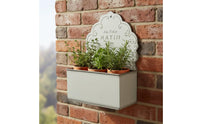 Iron Art Rustic Metal Wall Planter Easy to Hang Distressed Wall Mounted Flower Pot Space Saving Rustic Metal Flower Box for Balcony, Patio