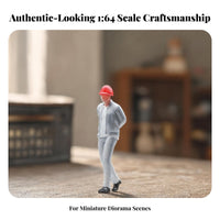 Molded 1:64 Scale Worker Figurine Handmade Standing Construction Figure 3D Printed Mini People Statue Painted for Model Hobbyists, Scene
