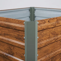 200x100cm Wood Grain Metal Raised Garden Bed for Vegetables, Freestanding Outdoor Planter Box for Patio Balcony, Large Outdoor Planters for Gardeners